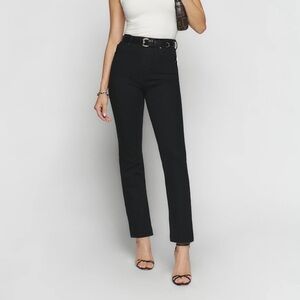 Reformation Liza Ultra High Rise Straight Jeans In Black